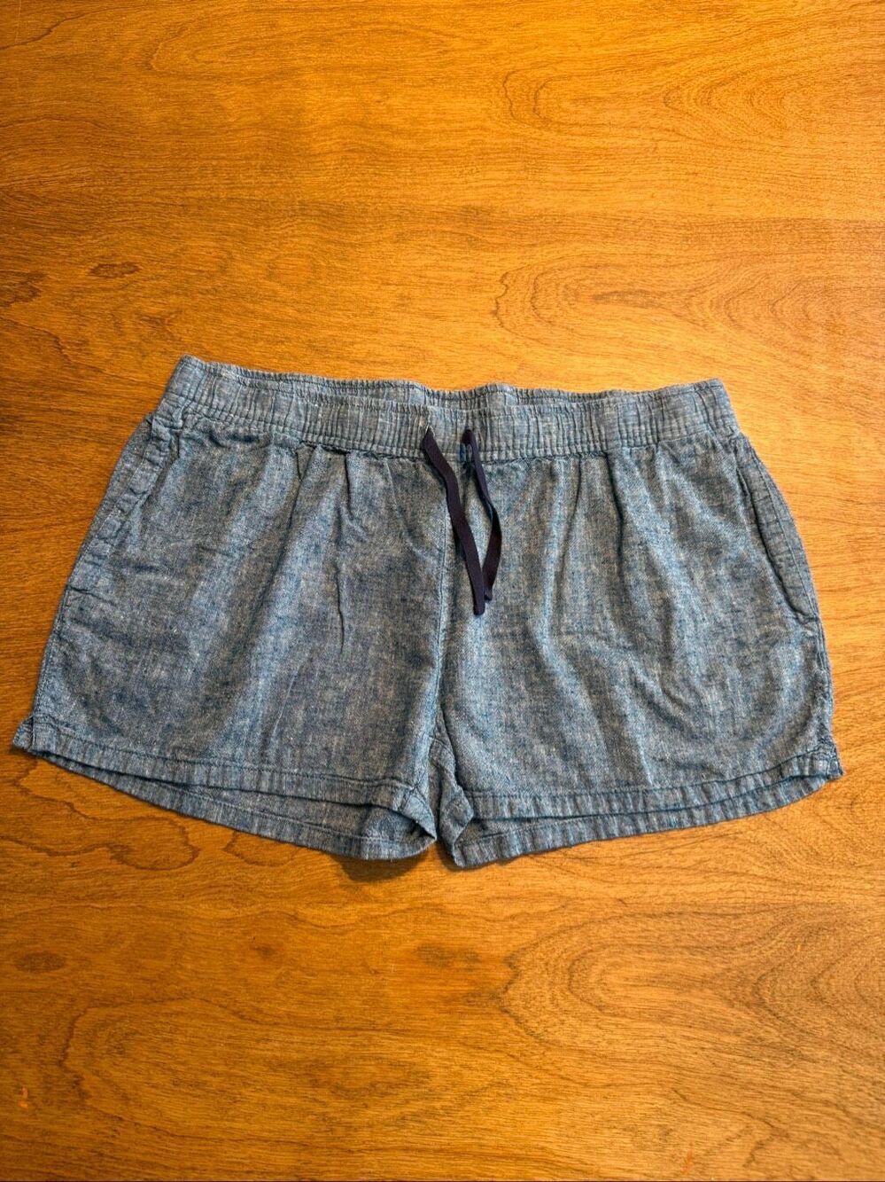 Patagonia Women's Chambray Island Hemp Baggies Shorts Heather Blue Size Medium